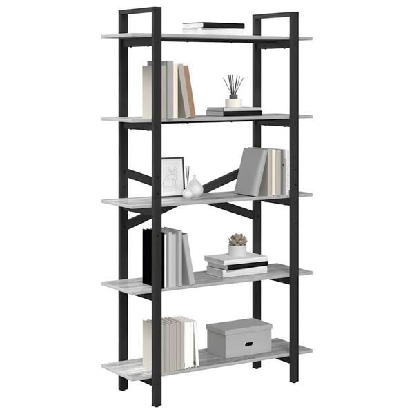 vidaXL Libreria Grigio Sonoma 100 x 33,5 x 178 cm Legno multistrato