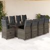 vidaXL Set Bistr&ograve; da Giardino 11 pz con Cuscini in Polyrattan Grigio