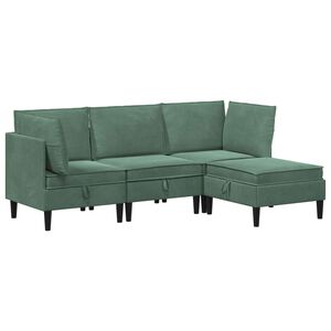 vidaXL Set di mobili per il soggiorno 4 pz Verde Mare Velluto