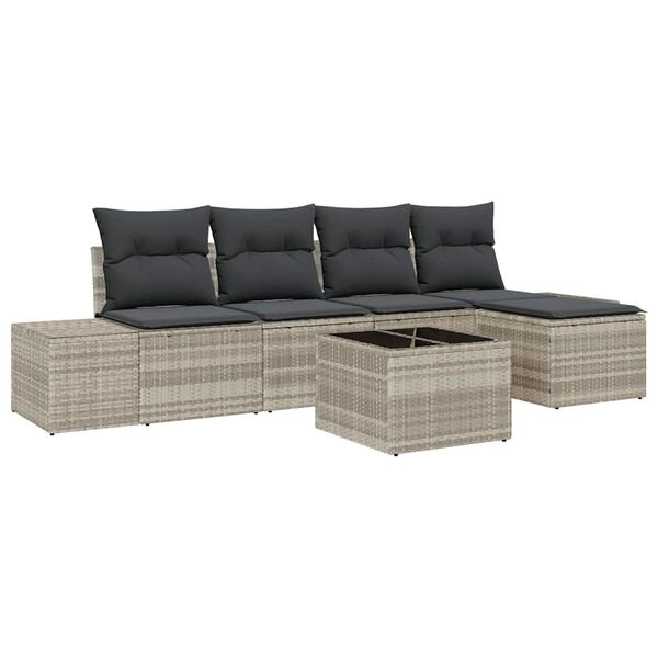 vidaXL Set Divano da Giardino 5 pcs Grigio chiaro polyrattan