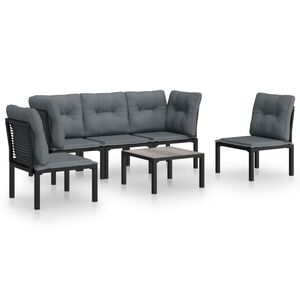 vidaXL Set Salotto da Giardino 6 pz in Polyrattan Nero e Grigio