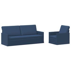 vidaXL Set di divani 2 pcs Blu Tessuto