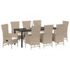 vidaXL Set da Pranzo per Giardino con cuscino 9 pcs Beige polyrattan