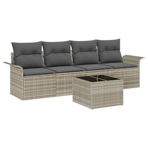 vidaXL Set di divani con cuscino 5 pcs Grigio chiaro polyrattan