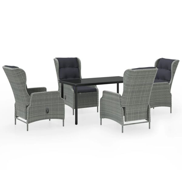 vidaXL Set Mobili da Pranzo per Giardino 5 pz Grigio Chiaro