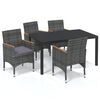 vidaXL Set da Pranzo per Giardino 5 pz con Cuscini Polyrattan Grigio