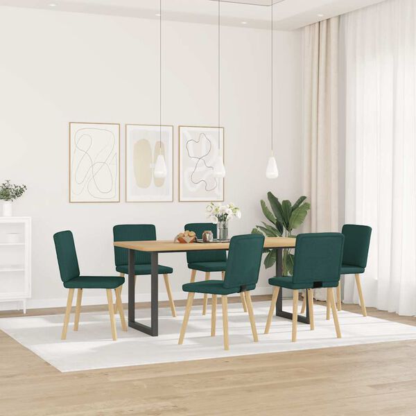 vidaXL Sedie da Pranzo 6 pz Verde Scuro in Tessuto