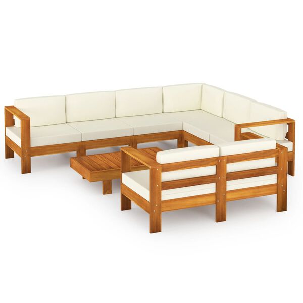 vidaXL Set da Giardino 8 pz con Cuscini 100x60 cm Legno di Acacia