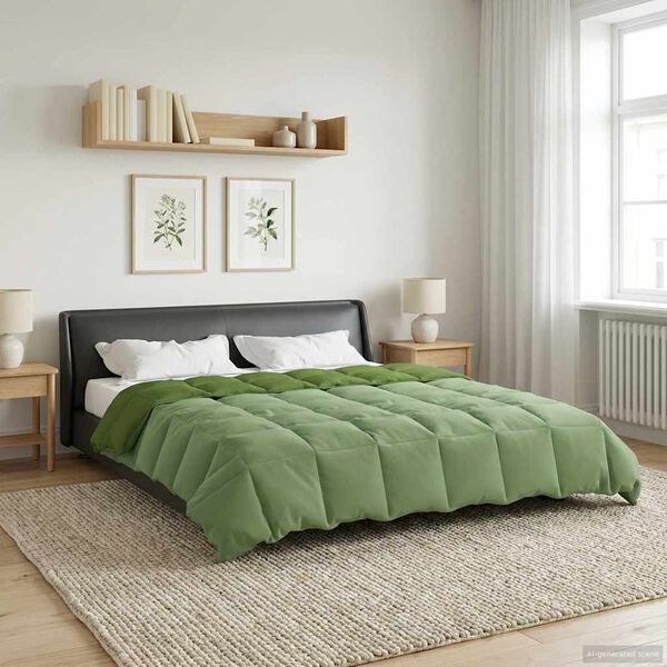 vidaXL Duvet Estivo Trapuntato Verde 200 x 220 cm Microfibra