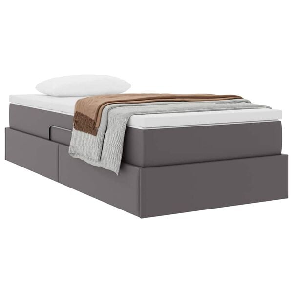 vidaXL Letto con contenitore e materasso Grigio 90 x 190 cm