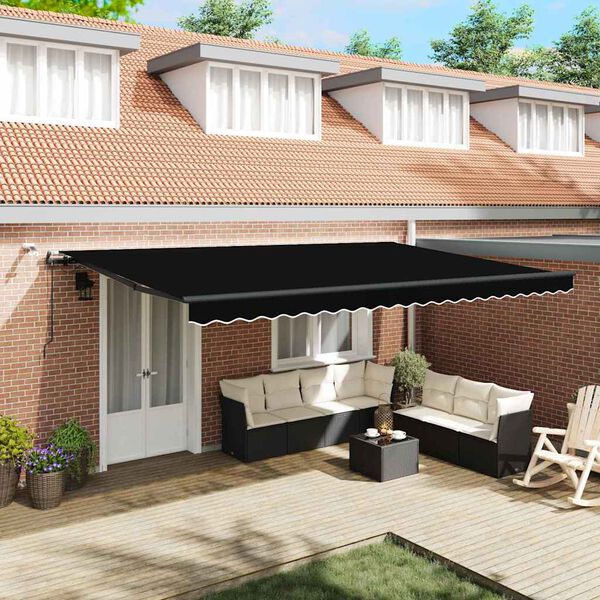 vidaXL Tessuto per Tenda con Nero 500 &times; 350 cm Poliestere