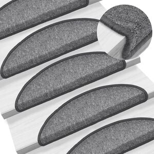 vidaXL Tappetini per scale 15 pz 56x17x3 cm Grigio scuro Semicircolari