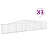 vidaXL Cesti Gabbioni ad Arco 3 pz 400x30x60/80 cm Ferro Zincato