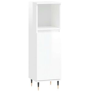 vidaXL Armadietto Bagno Bianco Lucido 30x30x100cm in Legno Multistrato