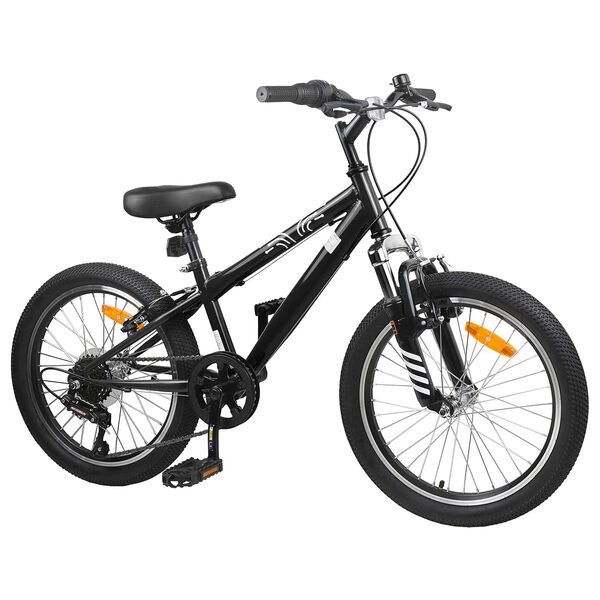 vidaXL Mountain Bike 24 Pollici 6-Velocit&agrave; per 8-12 anni Nero
