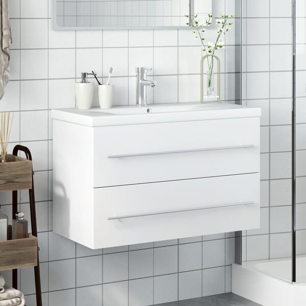 vidaXL Mobile da Bagno con Lavabo Bianco