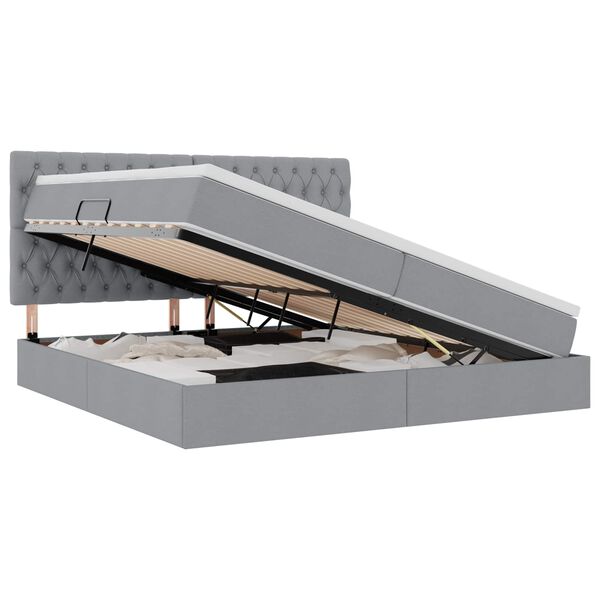 vidaXL Letto con contenitore e LED con led Grigio chiaro 200 x 200 cm