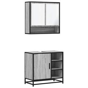vidaXL Set Mobili da Bagno 2 pz Grigio Sonoma in Legno Multistrato