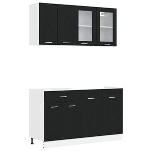vidaXL Unit&agrave; Cucina LYON 4 pz Rovere Nero Legno ingegnerizzato