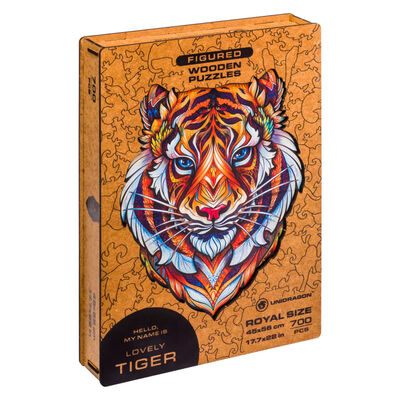 UNIDRAGON Puzzle in Legno 700 pz Lovely Tiger Royal Size 45x56 cm