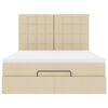 vidaXL Struttura Letto Pouf con Materasso Crema 140x200 cm in Tessuto