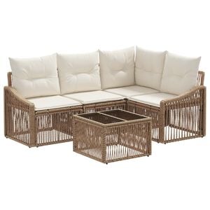 vidaXL Set Divano da Giardino 5 pcs Beige polyrattan
