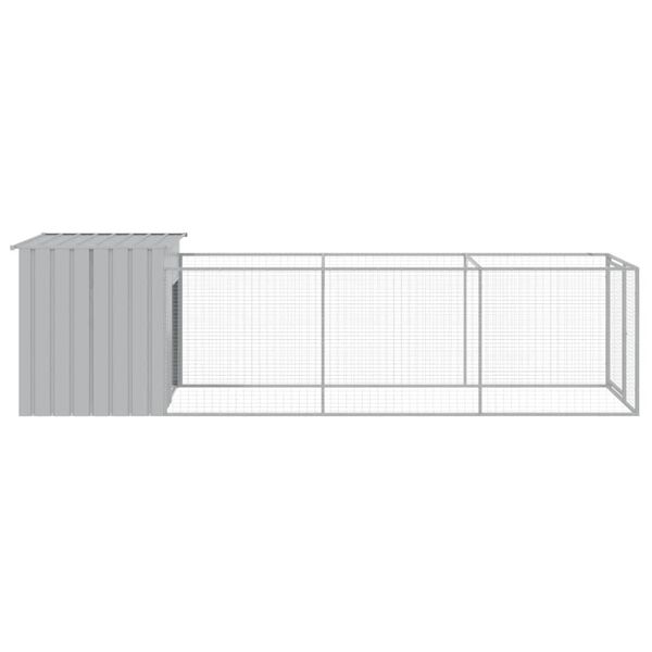 vidaXL Casetta Cani Corsa Grigio Chiaro 110x405x110 cm Acciaio Zincato