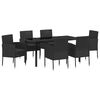 vidaXL Set da Pranzo per Giardino con cuscino 7 pcs Nero polyrattan