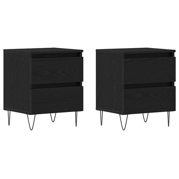 vidaXL Armadio da Notte con cassetto 2 pcs Rovere nero 40 x 35 x 50 cm
