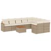 vidaXL Set Divano da Giardino 10 pz con Cuscini Beige in Polyrattan