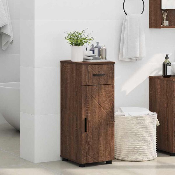 vidaXL Mobile da Bagno con cassetto Rovere Marrone 30 x 35 x 80 cm