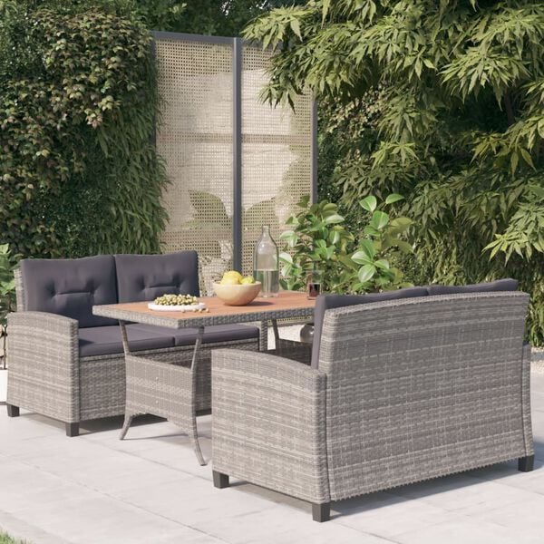 vidaXL Set Pranzo da Giardino 3 pz Polyrattan e Legno Massello Acacia