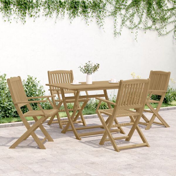 vidaXL Set da Pranzo per Giardino 5 pz in Legno Massello di Acacia