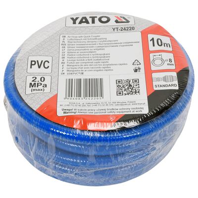 YATO Tubo dell'Aria con Raccordo in PVC 8 mm x 10 m Blu