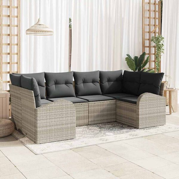 vidaXL Set Divano da Giardino 6 pcs Grigio chiaro polyrattan