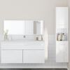 vidaXL Set Mobili da Bagno 3 pz Bianco Lucido in Legno Multistrato