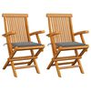 vidaXL Sedie da Giardino con Cuscini Grigi 2pz Legno Massello di Teak