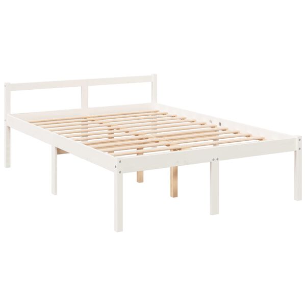 vidaXL Letto per Anziani Bianco 140x190 cm in Legno Massello di Pino