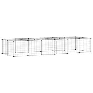 vidaXL Gabbia per Animali 28 Pannelli con Porta Nero 210x70x35 cm Acciaio