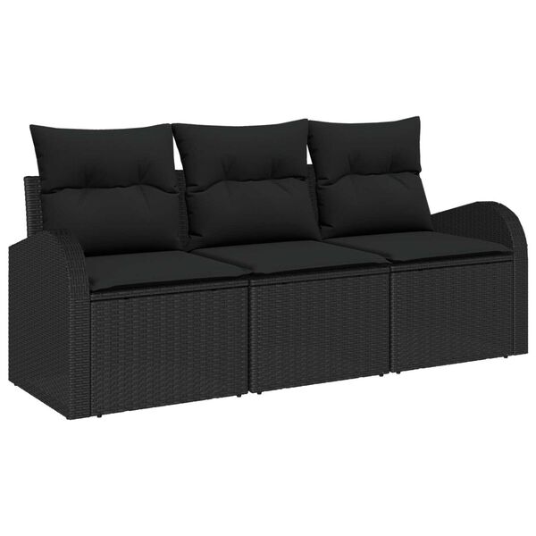 vidaXL Set Divano da Giardino Nero polyrattan