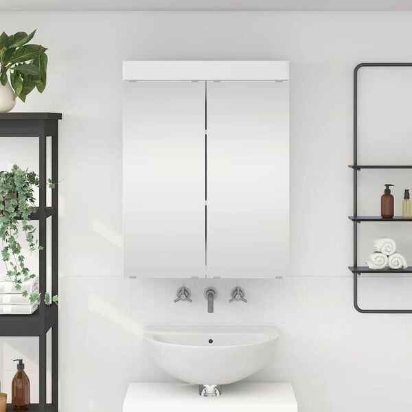 vidaXL Mobiletto per specchio da bagno TULUM Bianco 60 x 16,5 x 78 cm