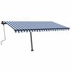 vidaXL Tenda Retrattile Manuale con Palo 400x350 cm Blu/Bianco