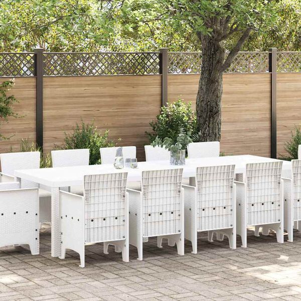 vidaXL Set da Pranzo per Giardino con cuscino 13 pcs Bianco