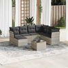 vidaXL Set Divano da Giardino 8pz con Cuscini Grigio Chiaro Polyrattan