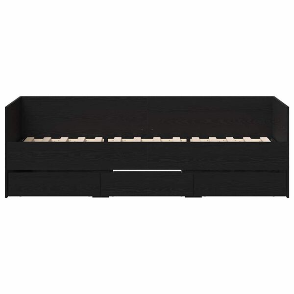 vidaXL Struttura di daybed con cassetti Rovere nero 90 x 200 cm