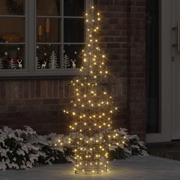 vidaXL Albero di Natale con 160 LED Bianco caldo 150 cm Rattan