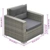 vidaXL Set Divani da Giardino 6 pz con Cuscini in Polyrattan Grigio