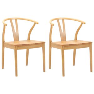 vidaXL Sedia da pranzo 2 pz Legno di gomma solido Naturale
