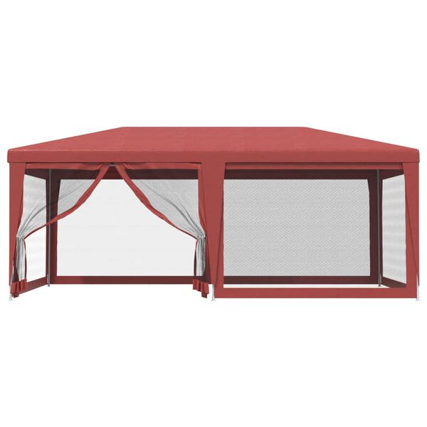 vidaXL Tenda per Feste con 6 Pareti Laterali in Rete Rossa 6x4 m HDPE