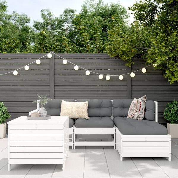 vidaXL Set Salotto da Giardino 5 pz Bianco in Legno Massello di Pino